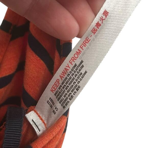 by Anthropologie Orange Navy Stripe Lissa Wide-Leg V Neck Jumpsuit Womens Small - Picture 7 of 8